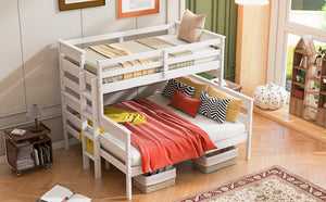 English Elm Wood Twin Xl Over Queen Bunk Bed With Ladder - Stylish Space-Saving Design For Kids & Guests! GX000446AAK-1-GIGA