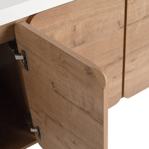English Elm 60" Freestanding Double Sink Bathroom Vanity with Soft-close Doors and Three Drawers W999S00508
