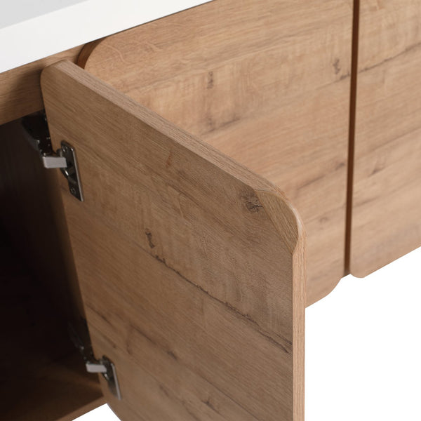 English Elm 60" Freestanding Double Sink Bathroom Vanity with Soft-close Doors and Three Drawers W999S00508