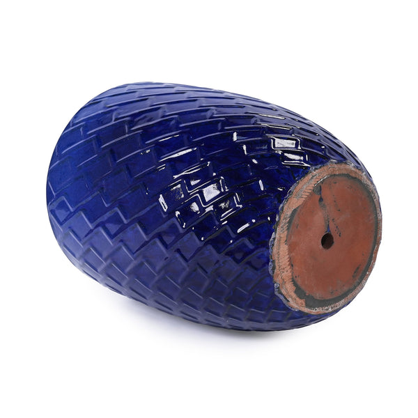 English Elm Ceramic Modern Flowerpot - Handcrafted Dark Blue Planter For Stylish Indoor & Outdoor Spaces W3273P326365