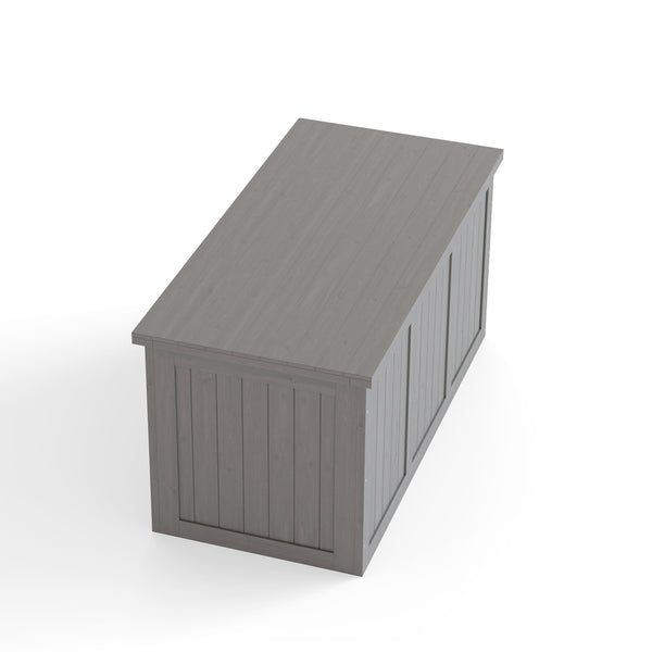 English Elm 67 Gallon Solid Wood Outdoor Deck Box with Seat and Tabletop for Patio Storage W2640P327221