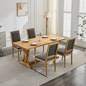 English Elm French Louis Dining Chair Set of 2 with Carved Solid Wood Frame, Square Backrest, Cushioned Comfort Gray W1143P325858