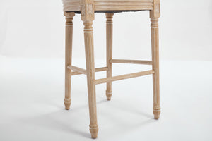 English Elm French Country Bar Chairs Set Of 2 - Elegant Upholstered Round-Back Design For Kitchen & Dining W3426P324576