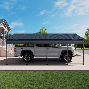 English Elm 12x20 Galvanized Steel Carport Heavy Duty Shelter for Vehicles with Powder Coated Roof W3213S00001