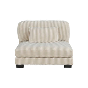 English Elm 1Pc Modular Armless Chair - Plush Beige Corduroy Upholstery With Supportive Lumbar Pillow & Plywood Frame B011P220636