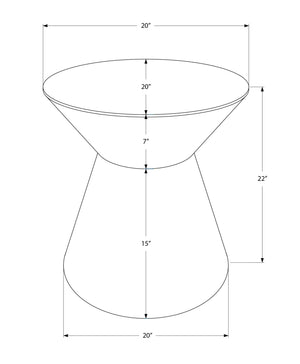 English Elm Accent Drum End Table with Hammered Metal Finish — 22" Handcrafted Cone Shape for Chic Living Spaces Silver 23 L x 23 W x 19 H B2710P219460