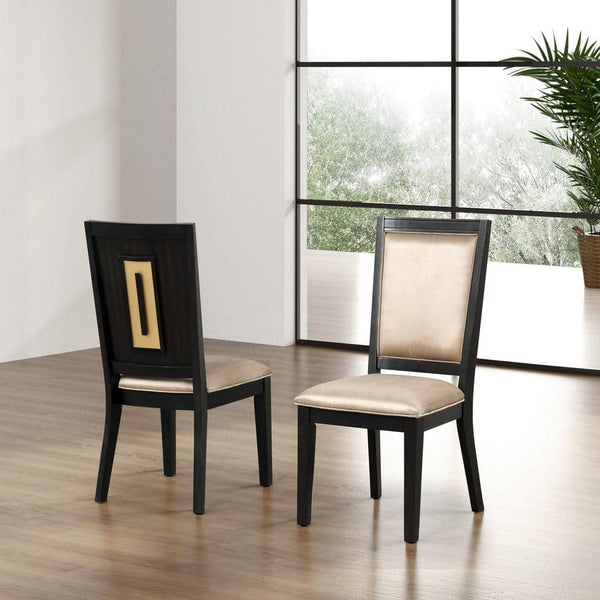 English Elm Espresso Contemporary 2pc Dining Chairs Set with Unique Back, Poplar & Shabili Veneer, 19" Seat Height B011P311023