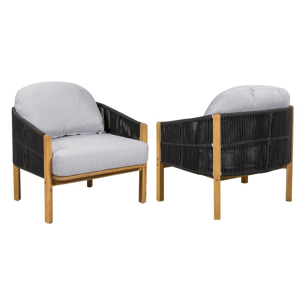 English Elm Christopher Knight Home® - Grotta Outdoor Club Chairs Set Of 2 - Stylish Dark Gray Rope & Plush Cushions For Ultimate Comfort N775P301130G-S2