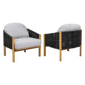 English Elm Christopher Knight Home® - Grotta Outdoor Club Chairs Set Of 2 - Stylish Dark Gray Rope & Plush Cushions For Ultimate Comfort N775P301130G-S2