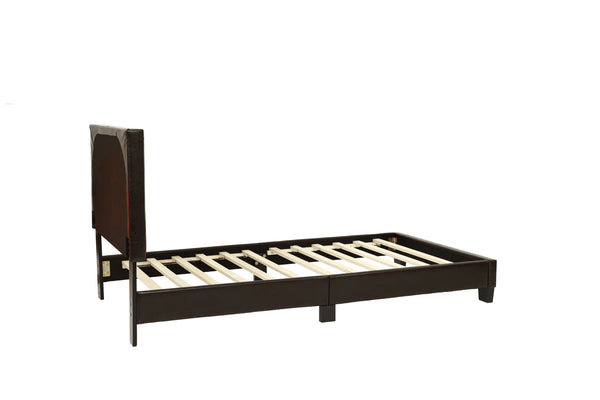 English Elm Modern Faux Leather Upholstered Bed Queen Size with Adjustable Headboard, Low-Profile Slat Support Frame, Sleek Contemporary Design Brown,Espresso 45 L x 31 W x 7 H B011P395417
