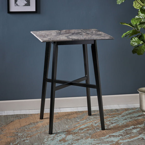 English Elm Christopher Knight Home® - Modern Bar Height Dining Table with Durable High-Pressure Laminate Top and Sleek Rubberwood Legs, Black Finish Grey+Black 65503.00