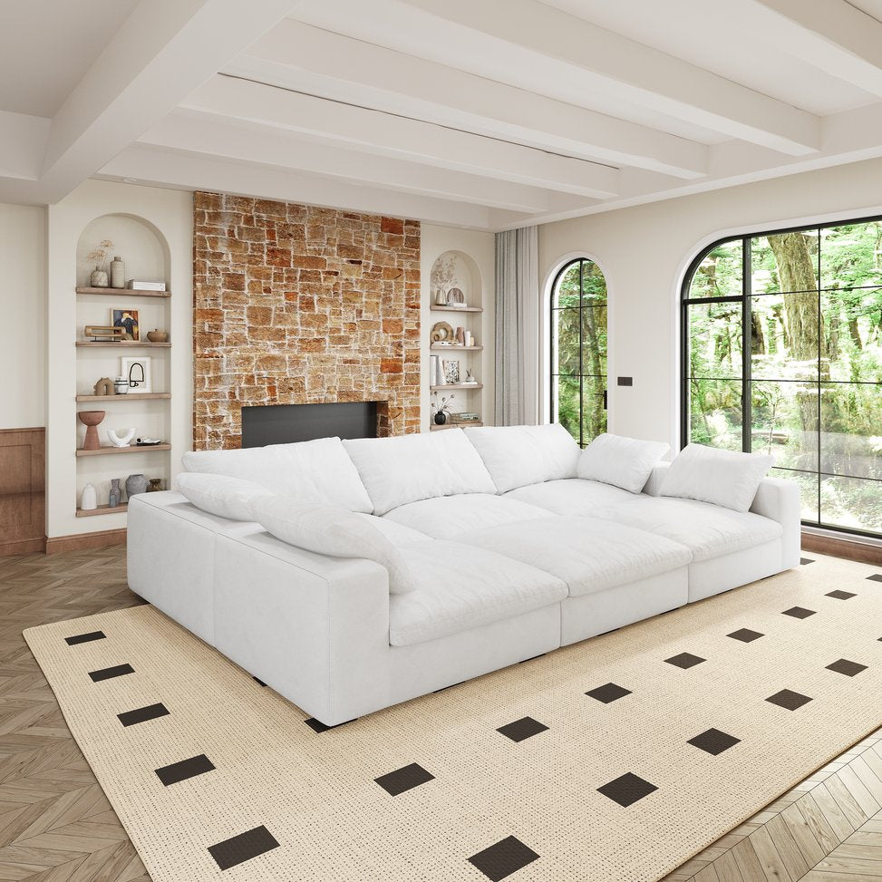 English Elm Large Modular Cloud Sofa - 6-Seat Stylish Down Sofa Bed For Modern Living Rooms & Apartments W2824S00023