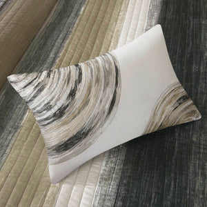 JLA Home Madison Park Essentials - 6 Madison Park Essentials Saben 6-Piece Quilt Set with Watercolor Stripe, Reversible Quilt & Cotton Sheets 86 L x 78 W x 0.25H MPE13-169