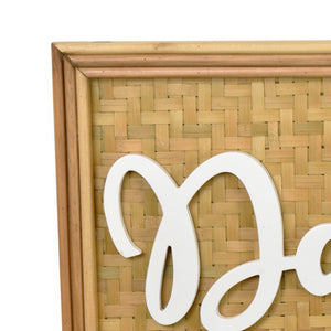 English Elm Darling Rattan Woven Wood Wall Sign Bohemian Script Art for Entryway or Bedroom B056P416919