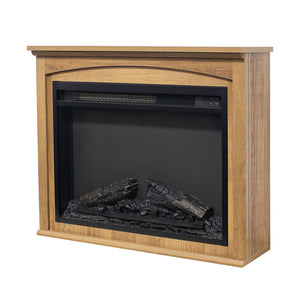 English Elm 26 Inch Slim Electric Fireplace Insert with Log Set Realistic Flame and Remote Timer W1769P345278