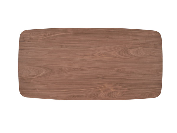 English Elm Hadasa Walnut Finish Dining Table with Rectangular Top, Curved Wooden Base, Durable Walnut Veneer B2726S00070