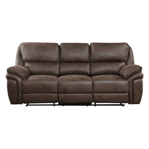 English Elm Plush Reclining Sofa and Loveseat Set Microfiber Upholstered Living Room Furniture Brown B011S01291