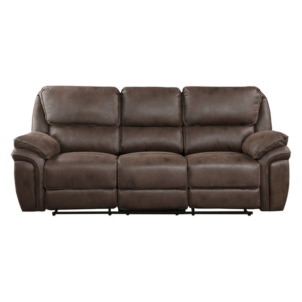 English Elm Plush Reclining Sofa and Loveseat Set Microfiber Upholstered Living Room Furniture Brown B011S01291