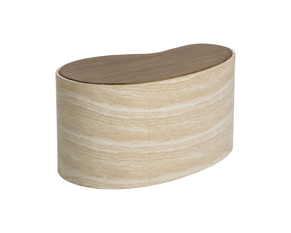Sunpan ISHIKO Coffee Table - Sculptural Design with Warm Wood-Effect Top & Concrete Base for Modern Spaces 112579