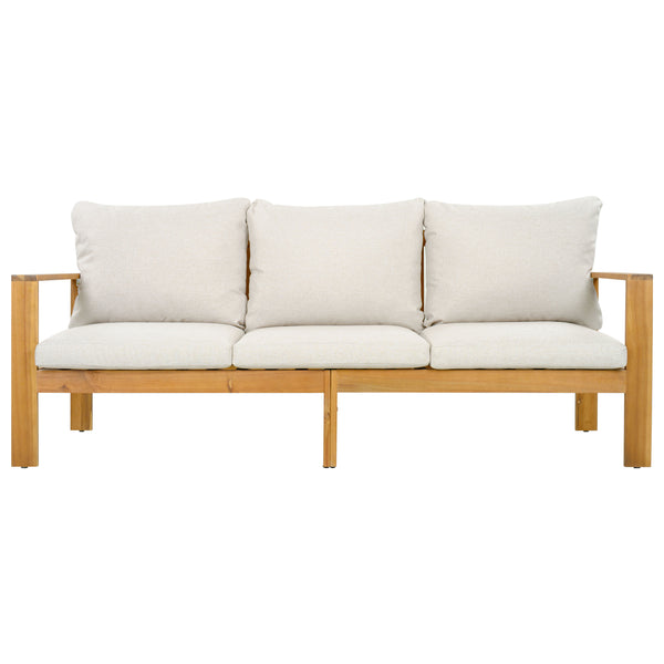 English Elm Outdoor Acacia Wood 4 Piece Sectional Set with Sofa Chair Ottoman and Table N757S454830B