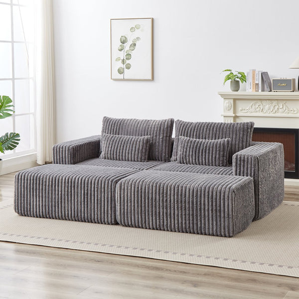 English Elm 87" Oversized Sectional Lounge Chaise – No Assembly, Cloud Plush Loveseat With 2 Footstools, Modern Comfort W834S00332