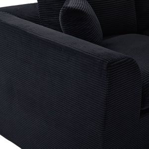 English Elm UNITED Cloud Couch Modular Sectional Sofa with Corduroy Cover, Ergonomic 2-Seater, No Assembly Needed Black W1568P371120