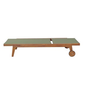 English Elm Christopher Knight Home® - OUTDOOR Chaise Lounge with Acacia Wood Frame and Breathable Mesh Seating for Durable Outdoor Comfort Green,Natural 63.5 L x 31.25 W x 6 H N776P286344G