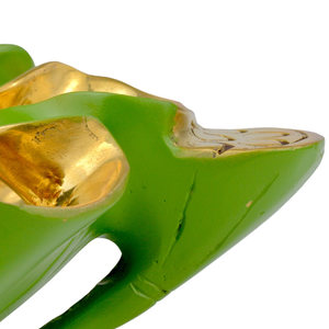 Wrapped Lotus Leaf Decorative Bowl - Exquisite Handcrafted Bronze Vessel, Elegant Green & Gold Design
