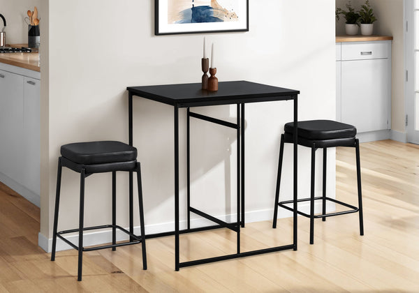 English Elm Barstool, Set Of 2 Counter Height Stools In Black Leather Look With Sturdy Metal Legs For Modern Spaces B2710P287016