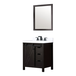English Elm Brown Bath Vanity with Cultured Marble Top, Matte Black Faucet, Scratch-Resistant Surface, 28" Mirror Included B2731S01336