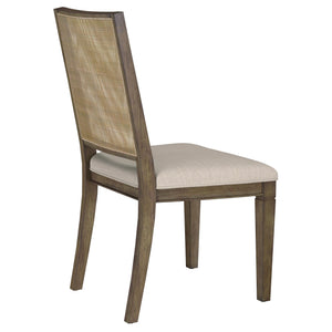 English Elm Stewart Woven Rattan Back Dining Side Chairs Set of 2 — Mahogany Frame, Light Brown Finish, Textured Elegant Seating for Casual & Formal Dining Room Ambiance B062P299931