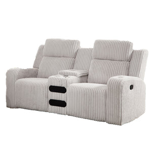 English Elm Recliner Loveseat with Bluetooth Speaker Wireless Charging Corduroy Living Room Sofa Grey W3900P386051