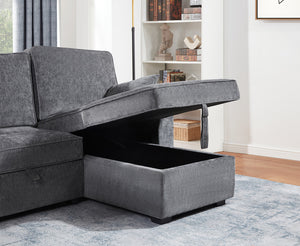 English Elm Emilia Sleeper Sectional Sofa with Storage Chaise and Built-in Usb Charging Ports B2749S00160