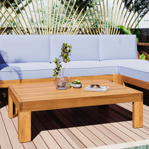 English Elm TOPMAX Outdoor Backyard Patio Wood 5-Piece Sectional Sofa Seating Group with Water-Resistant Cushions & Lockable Panels, Durable Acacia Frame Gray,Natural SP110142AAE