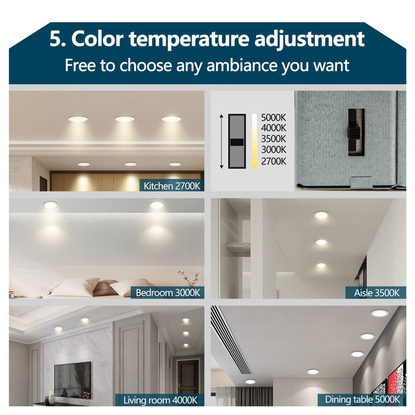 English Elm 6 Inch Canless Led Downlights 12 Pack Dimmable Ultra Thin Selectable Color Temp W1340P241304