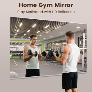 English Elm 48x24 Tempered Glass 3-Pack Home Gym Mirror Wall-Mounted Framed Silver HD Shatterproof Reflection T3757P347056