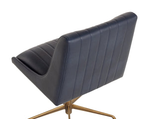 Sunpan HALDEN Office Chair - Retro-Modern Faux Leather Design with Rustic Bronze Frame for Dining Spaces Blue 112255