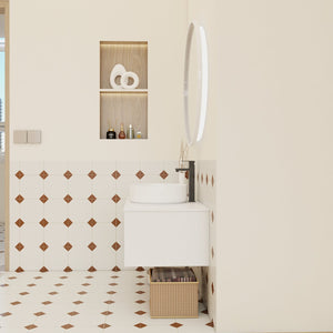 English Elm 36" Floating Bathroom Vanity Light Oak Modular Cabinet with Gel Coat Integrated Sink W3450S00061