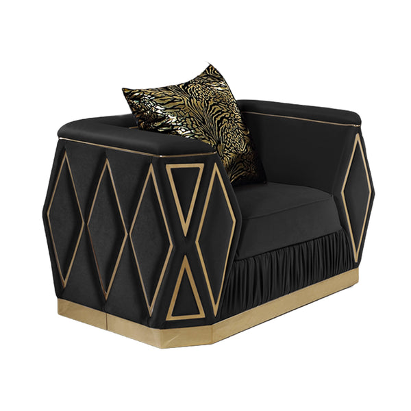 English Elm Cavalli Glam Accent Chair Diamond Quilted Upholstery with Gleaming Gold Metal Base Black+Gold B009P417496