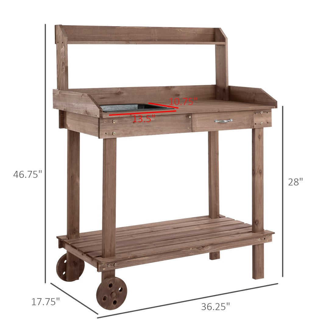 Outsunny 36'' Wooden Potting Bench