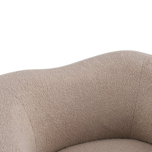 English Elm Wooden Bentwood Base Bouclé Barrel Swivel Chair for Living Room Reading Nook N776P359106B
