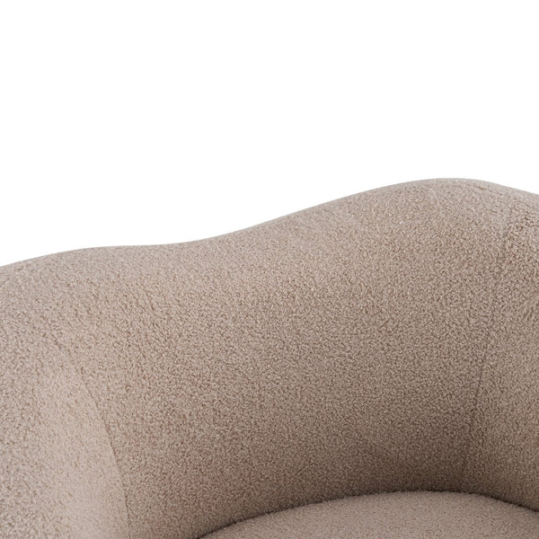 English Elm Wooden Bentwood Base Bouclé Barrel Swivel Chair for Living Room Reading Nook N776P359106B