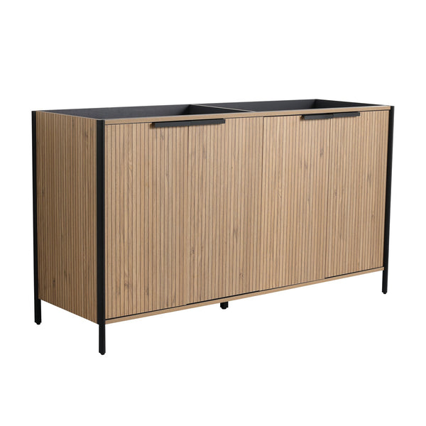 English Elm 60" Freestanding Bathroom Vanity with Soft-Close Hinges, Scratch & Water-Resistant Plywood, Spacious Storage W999P251009