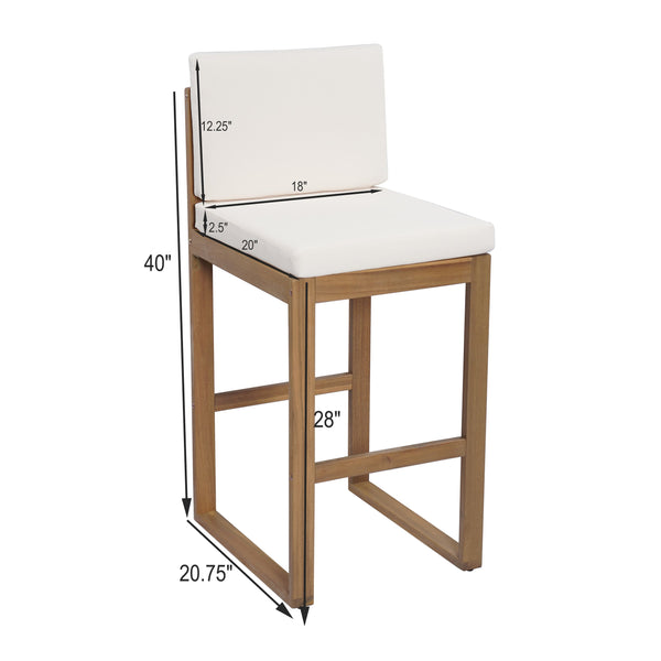 English Elm Christopher Knight Home® - Outdoor Acacia Wood Barstool set brings rustic-modern charm, durable solid wood, water-resistant cushions, easy assembly Light beige,Light Brown 43 L x 24.25 W x 11.5 H N776P285374L