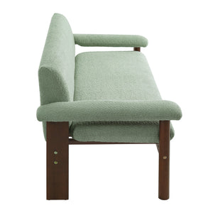 English Elm Modern Berber Fleece 2 Seat Loveseat Rubberwood Base Plush Armrest Couch for Apartments Green N763S000050F