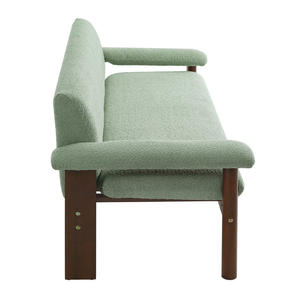 English Elm Modern Berber Fleece 2 Seat Loveseat Rubberwood Base Plush Armrest Couch for Apartments Green N763S000050F