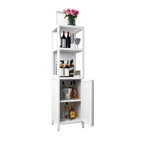 English Elm A 52ft White Linen Tower Bamboo Storage Cabinet — Slim Tall Freestanding Organizer for Small Spaces W2207P242507