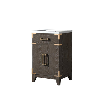 English Elm Brown Oak Single Bath Vanity 20" W X 18" D, Durable Acrylic Top, Soft-Close Cabinet & Classic Style B2731P259731