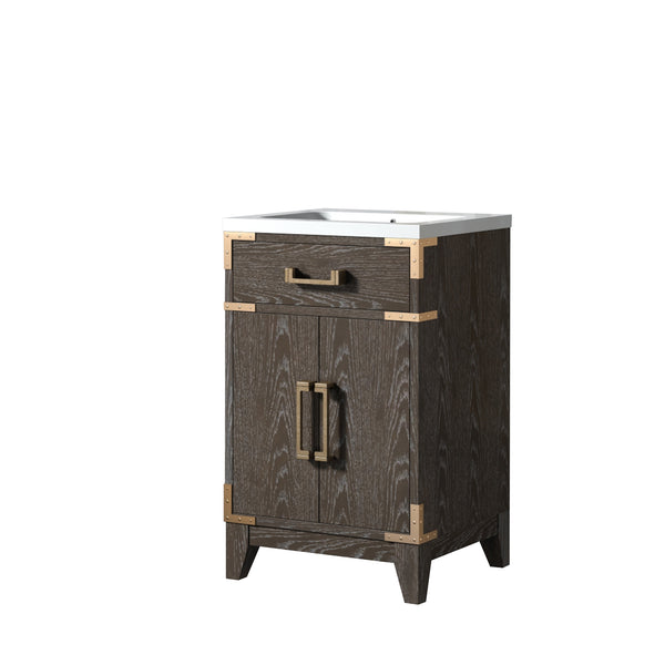 English Elm Brown Oak Single Bath Vanity 20" W X 18" D, Durable Acrylic Top, Soft-Close Cabinet & Classic Style B2731P259731