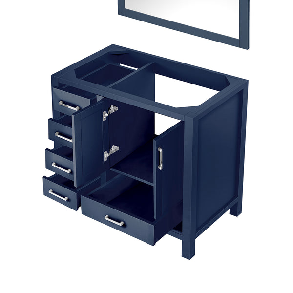 English Elm Navy Blue Bath Vanity With Mirror - 36" W X 22" D, Right Offset Sink, Ample Storage & Easy Install B2731S00513